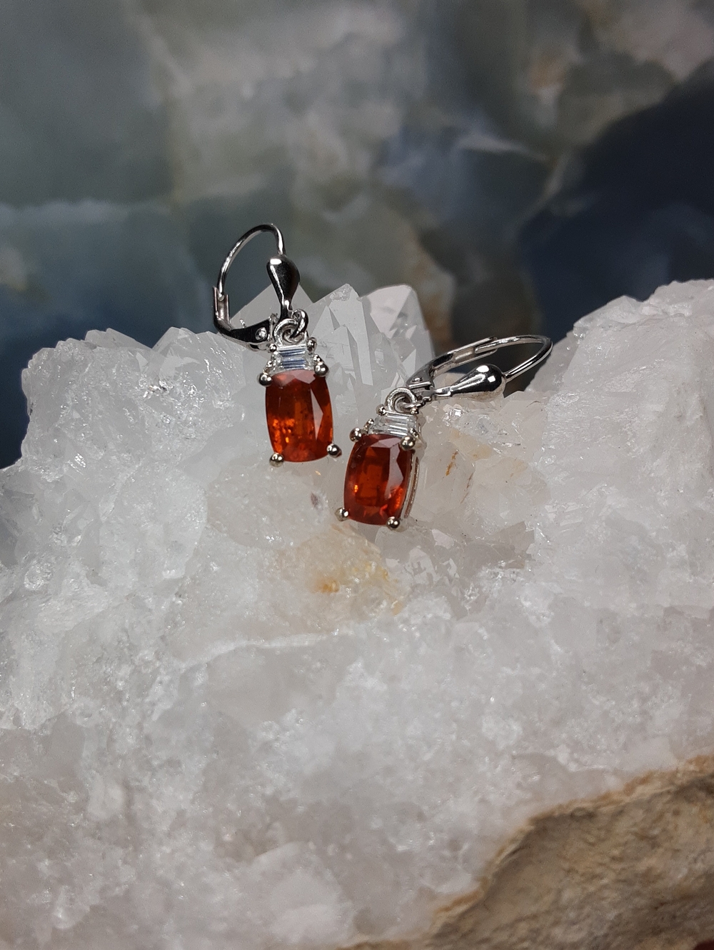 925 Orange Kyanite Drop Earrings. PRICE IS FIRM.